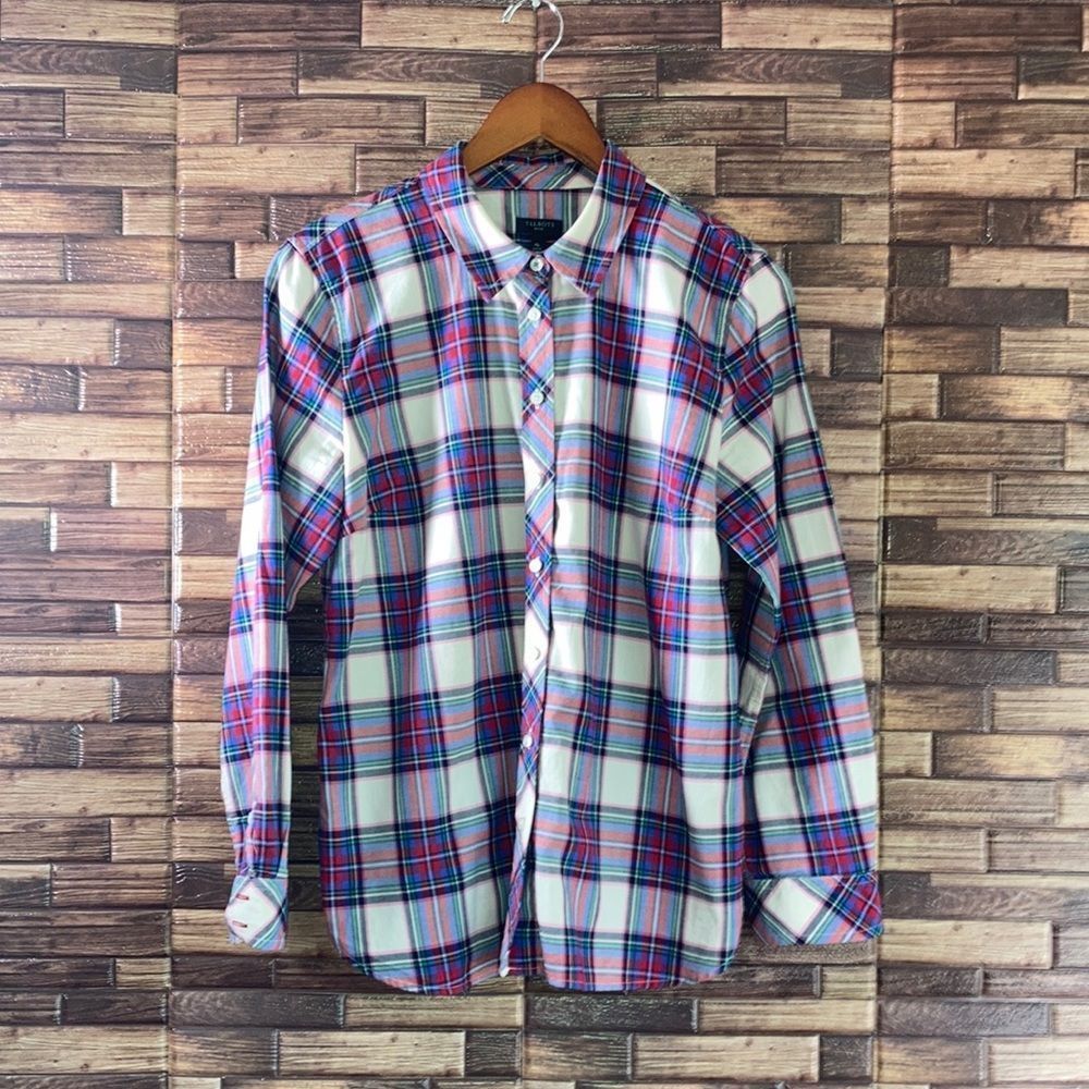 Womens Medium Petite Talbots Plaid Button Down Shirt